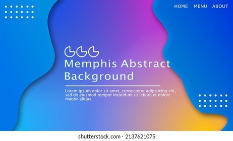 El fondo abstracto Memphis con un estilo moderno en azul y naranja se puede utilizar para páginas de inicio de sitios web, fondo