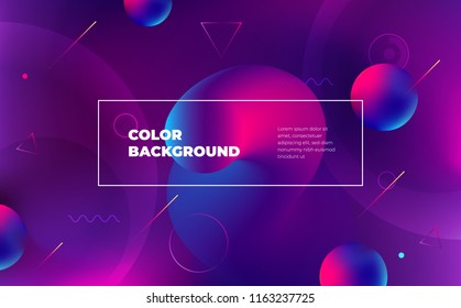 Memphis abstract color background design. Fluid gradient shapes composition. Eps10 vector.