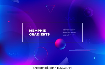 Memphis abstract color background design. Fluid gradient shapes composition. Eps10 vector.