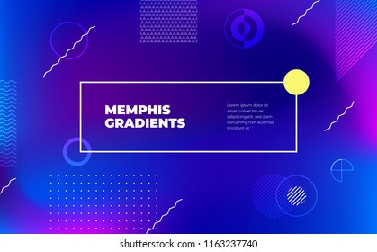 Memphis Abstract Color Background Design. Fluid Gradient Shapes Composition. Eps10 Vector.