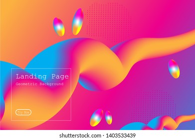 Memphis abstract colorful background design with Fluid gradient shapes composition illustration vector