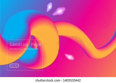 Memphis abstract colorful background design with Fluid gradient shapes composition illustration vector