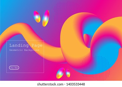 Memphis abstract colorful background design with Fluid gradient shapes composition illustration vector