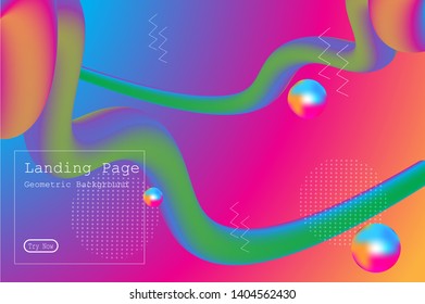 Memphis abstract colorful background design with Fluid gradient shapes composition illustration vector