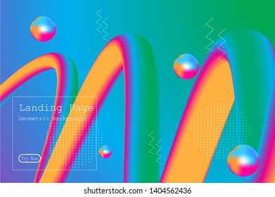 Memphis abstract colorful background design with Fluid gradient shapes composition illustration vector