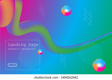 Memphis abstract colorful background design with Fluid gradient shapes composition illustration vector