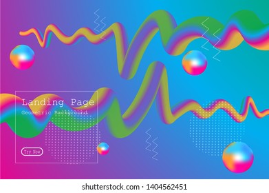 Memphis abstract colorful background design with Fluid gradient shapes composition illustration vector