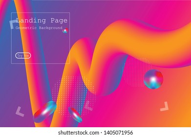 Memphis abstract colorful background design with Fluid gradient shapes composition illustration vector