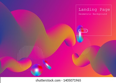 Memphis abstract colorful background design with Fluid gradient shapes composition illustration vector
