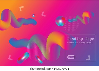 Memphis abstract colorful background design with Fluid gradient shapes composition illustration vector