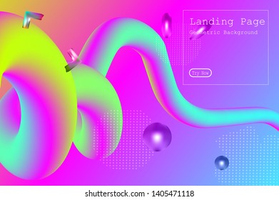 Memphis abstract colorful background design with Fluid gradient shapes composition illustration vector