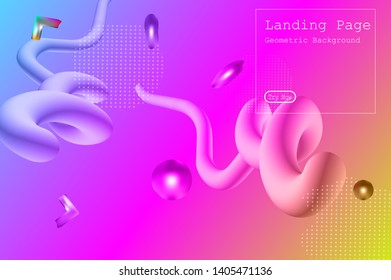 Memphis abstract colorful background design with Fluid gradient shapes composition illustration vector