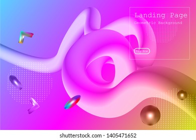 Memphis abstract colorful background design with Fluid gradient shapes composition illustration vector