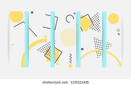 Memphis abstract design geometric pattern background elements composition.leaflet, billboard, poster.