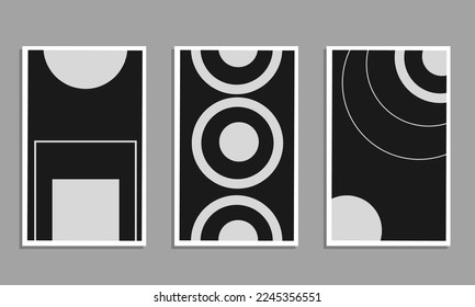 Memphis abstract design set in black and white is suitable for wall art, covers, and others