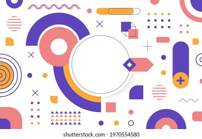 memphis abstract flat background with geometric shapes vector