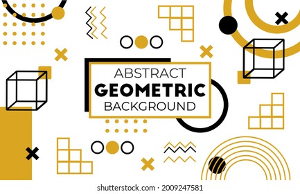 Memphis abstract geometric background with yellow and black color, retro elements for web, vintage, advertisement, commercial banner, poster, invitation, billboard, sale.collection trendy vector 