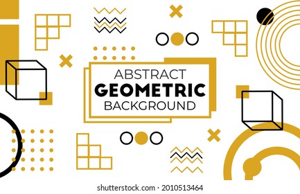 Patrón geométrico de diseño Memphis con color de oro fortuna, elementos retro para la web, vintage, publicidad, banner comercial, afiche, invitación, cartelera, venta.colección medio-tono de moda vector 