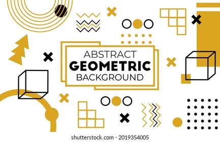 Memphis abstract geometric background with yellow and black color, retro elements for web, vintage, advertisement, commercial banner, poster, invitation, billboard, sale.collection trendy vector 