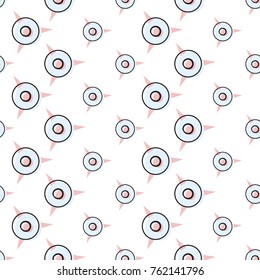 Memphis abstract geometric seamless pattern with star circle elements. Hipster vintage 80s-90s pop art style funky banner design. Vector graphic black line on white background.