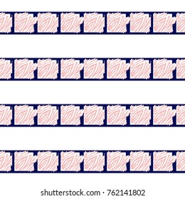 Memphis abstract geometric seamless pattern with black, white and pink animal striped squares. Hipster vintage 80s-90s pop art style funky banner design. Vector graphic black line on white background.