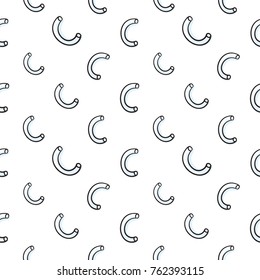Memphis abstract geometric seamless pattern with blue confetti elements. Hipster vintage 80s-90s pop art style funky banner design. Vector graphic black line on white background.