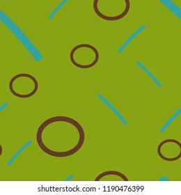 memphis abstract geometric shapes seamless pattern on green background