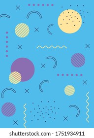 memphis abstract geometric texture 80s 90s style abstract blue background vector illustration