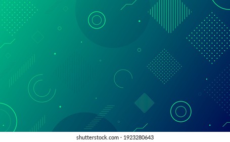 Memphis Abstract Green Geometric Background