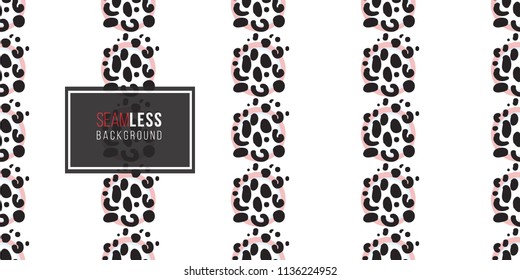 Memphis abstract seamless pattern with blue pink polka dot and animal print circle elements. Modern hipster pop art design. 