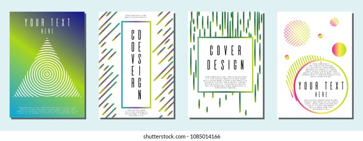 Memphis annual report design for your business. Business card set. Can be used for poster, brochure, magazine, card, book, flyer, banner, anniversary
 Trendy corporate style.