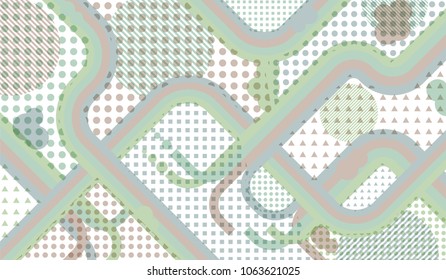Memphis background. Abstract background with color lines and different elements for banner or mobile application. Retro-Fututristic Background with Color Elements in Disco Style. Vector Texture.