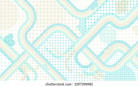 Memphis background. Abstract background with color lines and different elements for paper or print. Retro Pattern with Color Elements for your Design. Vector Texture.