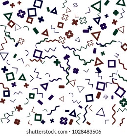 Memphis background.  Abstract background with different color figures for poster or print. Memphis background with figures of different forms and colors for your design. Vector texture.