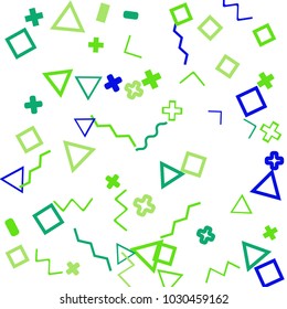 Memphis background.  Abstract background with different color figures for print or mobile application. Memphis background with figures of different forms and colors for your design. Vector texture.