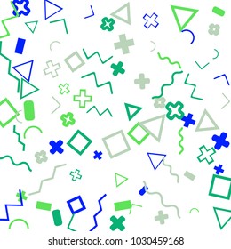 Memphis background.  Abstract background with different color figures for print or mobile application. Memphis background with figures of different forms and colors for your design. Vector texture.