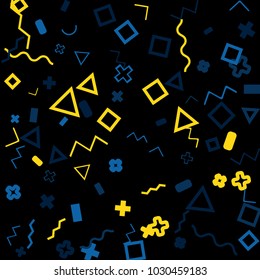 Memphis background.  Abstract background with different color figures for print or mobile application. Memphis background with figures of different forms and colors for your design. Vector texture.