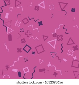 Memphis background.  Abstract background with different  color figures for poster or card. Abstract memphis background with geometric colorful figures for your design. Vector texture.