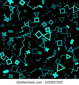 Memphis background.  Abstract background with different color figures for print or mobile application. Memphis background with figures of different forms and colors for your design. Vector texture.