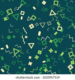 Memphis background.  Abstract background with different  color figures for mobile application or card. Abstract memphis background with geometric colorful figures for your design. Vector texture.