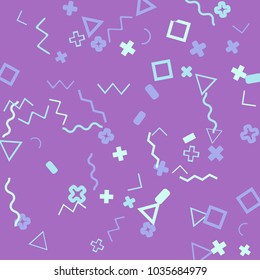Memphis background.  Abstract background with different  color figures for card or banner. Abstract memphis background with geometric colorful figures for your design. Vector texture.
