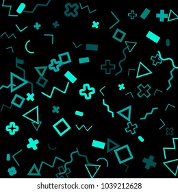 Memphis background.  Abstract background with different color figures for mobile application or poster. Memphis background with figures of different forms and colors for your design. Vector texture.