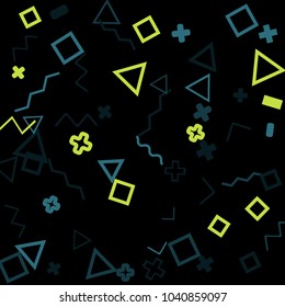 Memphis background.  Abstract background with different color figures for print or mobile application. Memphis background with figures of different forms and colors for your design. Vector texture.