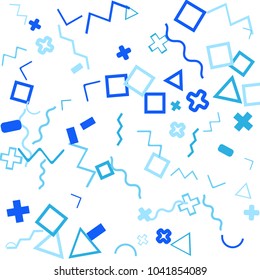 Memphis background.  Abstract background with different color figures for card or banner. Memphis background with figures of different forms and colors for your design. Vector texture.