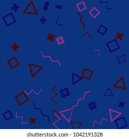 Memphis background.  Abstract background with different  color figures for mobile application or card. Abstract memphis background with geometric colorful figures for your design. Vector texture.
