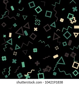 Memphis background.  Abstract background with different color figures for print or mobile application. Memphis background with figures of different forms and colors for your design. Vector texture.