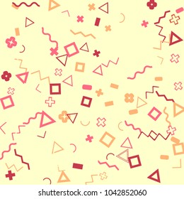 Memphis background.  Abstract background with different  color figures for print or card. Abstract memphis background with geometric colorful figures for your design. Vector texture.