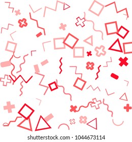 Memphis background.  Abstract background with different color figures for print or mobile application. Memphis background with figures of different forms and colors for your design. Vector texture.
