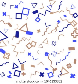 Memphis background.  Abstract background with different color figures for poster or print. Memphis background with figures of different forms and colors for your design. Vector texture.