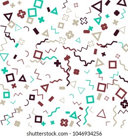 Memphis background.  Abstract background with different color figures for print or mobile application. Memphis background with figures of different forms and colors for your design. Vector texture.